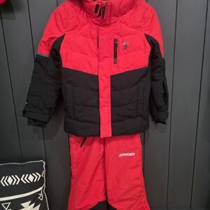 Spyder Kids Bold Red and Black Ski Coat And Bibs
